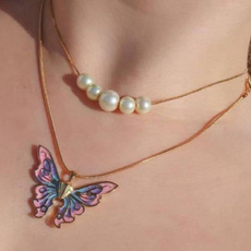 butterfly, 925 sterling silver necklace, Moda, Joyería de pavo reales