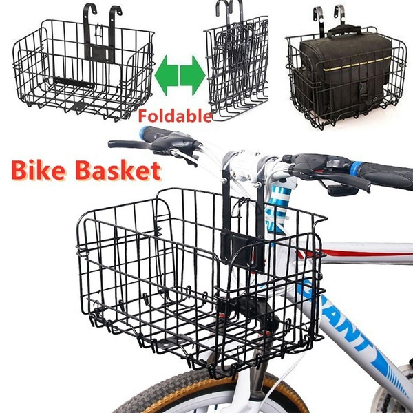 Wire Mesh Bike Basket ,FoldUp Bicycle Front Handlebar Storage Rear