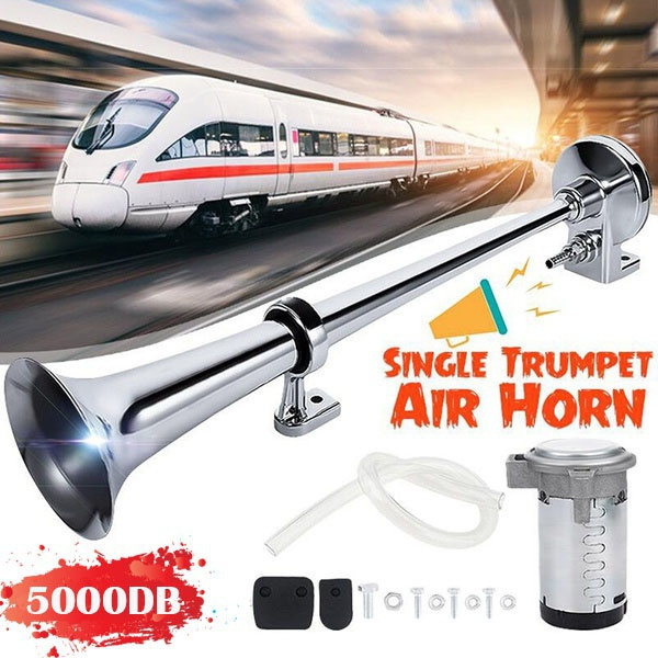 Super Loud 12V 5000db Air Horn Kit, Single Trumpet Truck Air Horn with