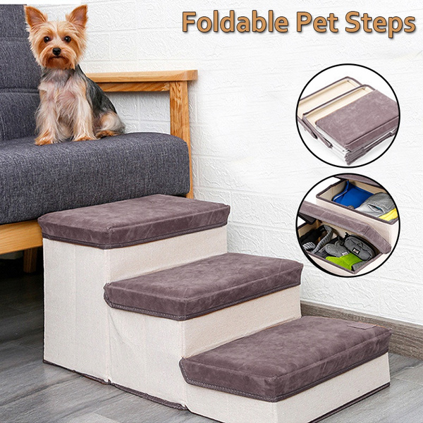 Pet Dog Stairs Foldable Pet Steps 3-Step Storage Style Pet Stair Indoor ...