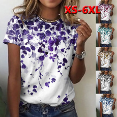 womens top, printed shirts, Plus size top, short sleeves