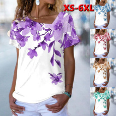Summer, womens top, printed shirts, Plus size top