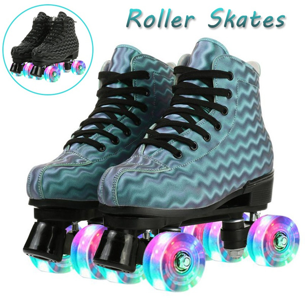 Beginner Wave Pattern Roller Skates Women Men Hightop Skates Flash