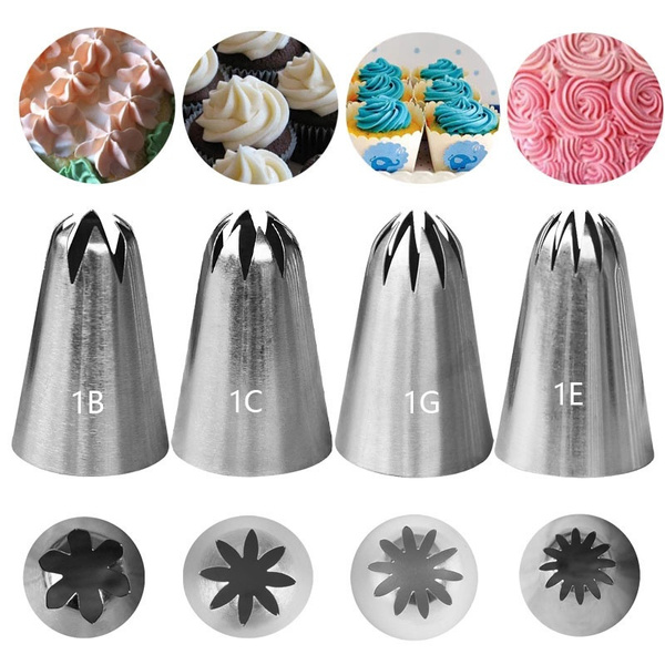 1/4Pcs Icing Piping Nozzles For Confectionery Cake Tool Cookie Cupcake ...