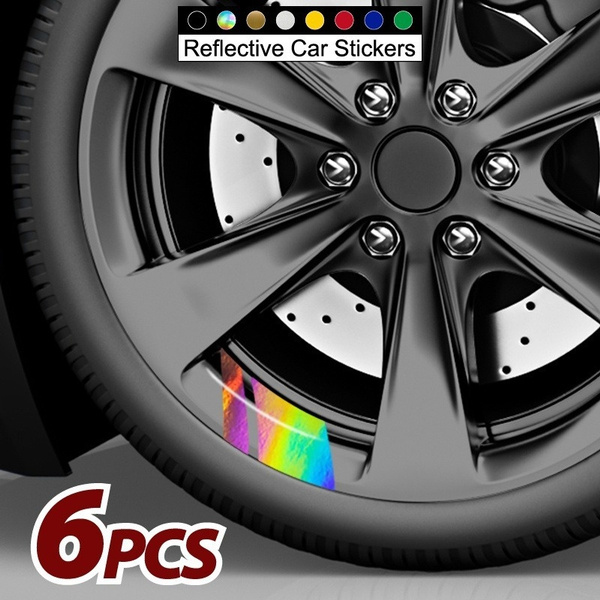 6PCS Hash Mark Stripe Racing Wheel Hub Decals Wheel Decor DIY Universal