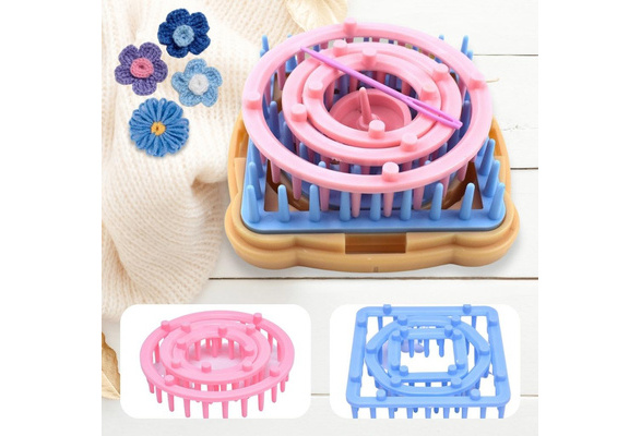 Flower Knitting Loom, Crochet Yarn Blanket Sock Hat Pom Pom Maker Tool,  Embellish Knit Machine, Square Looms Boards, Mini Flowers Making DIY Set,  Patterns Knitter Supplies, Automatic Crocheting Weaving Looming Machines,  Starter