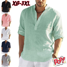 Stand Collar, Summer, Plus Size, Shirt