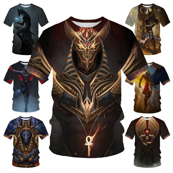 T-shirt Décontracté Anubis Loup égyptien - Impression 3D Unisexe - Neuf Avec étiquettes
