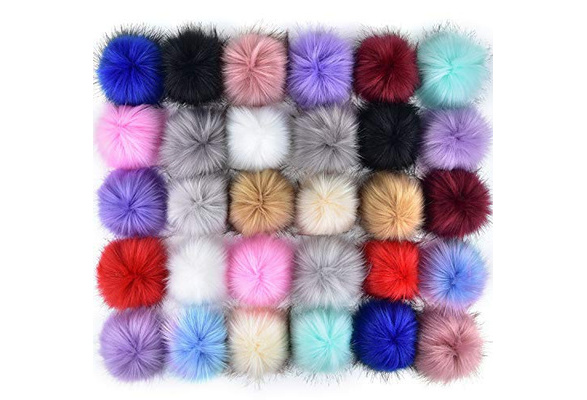 12/24pcs Faux Fur Pom Pom Balls Fur Fluffy Pompom Ball With Elastic Loop  For Hats Shoes Scarves Gloves Scarves Bag Key Chain Charms Accessories, Check Out Today's Deals Now