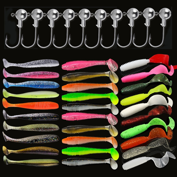 20er-Set Soft-Kunststoffköder 7,5 Cm – T-Tail Grub Wurm | Für Süß- & Salzwasser | In Rosa & Anderen Farben
