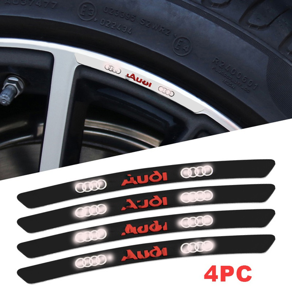 PUMU - Adesivi Tuning Audi Sport Per Cerchi E Specchietti (10 Cm, Vinile Nero, Set Da 5)