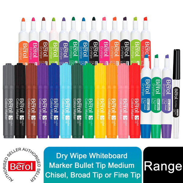 Berol Dry Wipe Whiteboard Marker Bullet Tip Medium Chisel, Broad Tip or