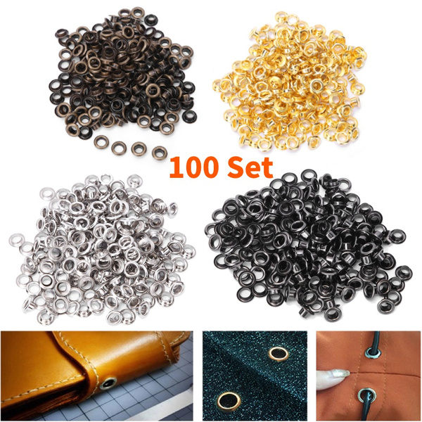 100 Set Grommets Eyelets 4MM Hole Self Backing Eyelet For Bead Cores