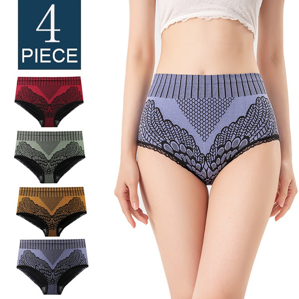 4 Piece Fashion comfy Women'S Panties Underwear Seamless Briefs High Waist  Underpanties butt lift Bodyshaper Ladies Female Underpants