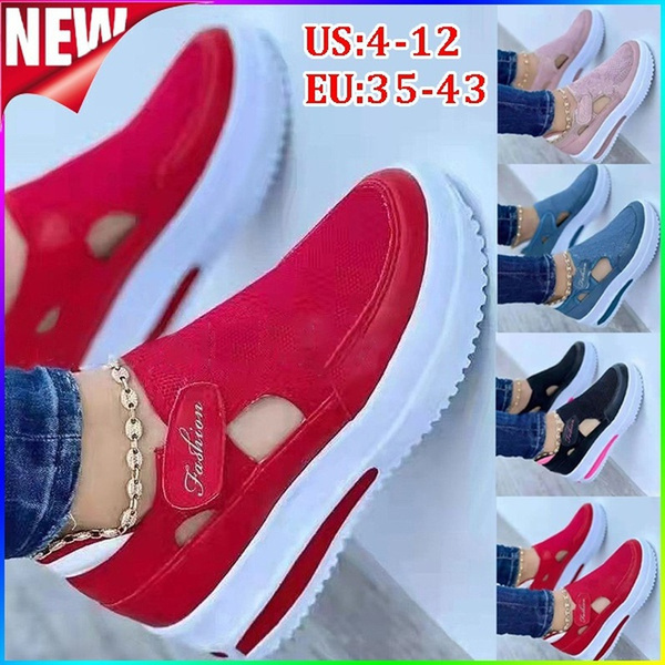 New Summer Women Fashion Vulcanized Sneakers Platform Solid Color Flats Ladies Shoes Casual Breathable Wedges Ladies Walking Sneakers Zapatillas Mujer