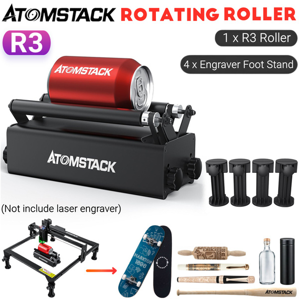 ATOMSTACK R3 Rotary Roller with Engraver Foot Stand, 360° Engraving ...