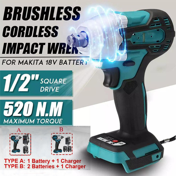 21V Cordless Impact Wrench Kit With 520N.m Torque - Brushless 1/2 Inch Electric Impact Driver With Battery & Charger