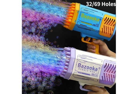 Bubble Gun Rocket 32/69 Holes Soap Bubbles Machine Gun Shape Automatic  Blower With Light Toys For Kids Pomperos Children's Day Gift