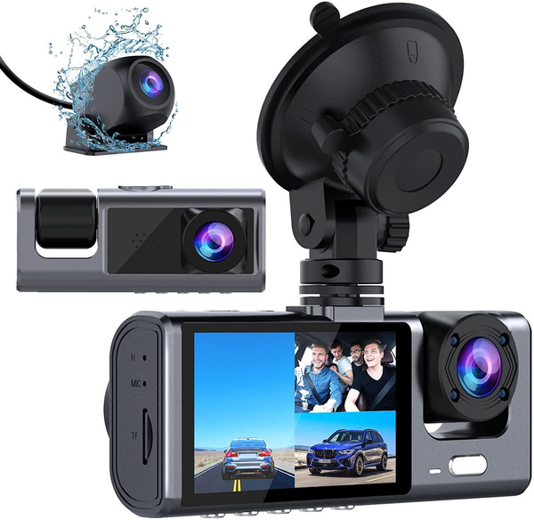 3 Channel Dash Cam Front and Rear Inside, 1080P Dash Camera for Cars ...