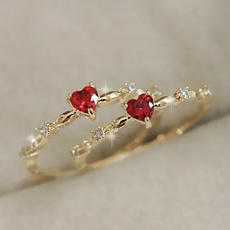 Heart, Engagement, wedding ring, gold