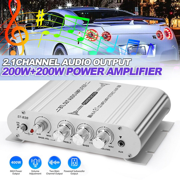 12V 400 Watt Car Audio Stereo Amplifier 2.1Channel Speaker Power Amp ...