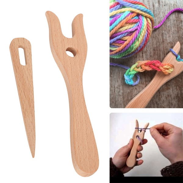 Knitting Fork Set, Wooden Knitting Fork And Big Eye Crochet Needle Kit