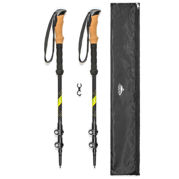 Cascade Mountain Tech Carbon Fiber Quick Lock Cork Grip Trekking Poles -  Collapsible Walking or Hiking Stick Expandable to 54 