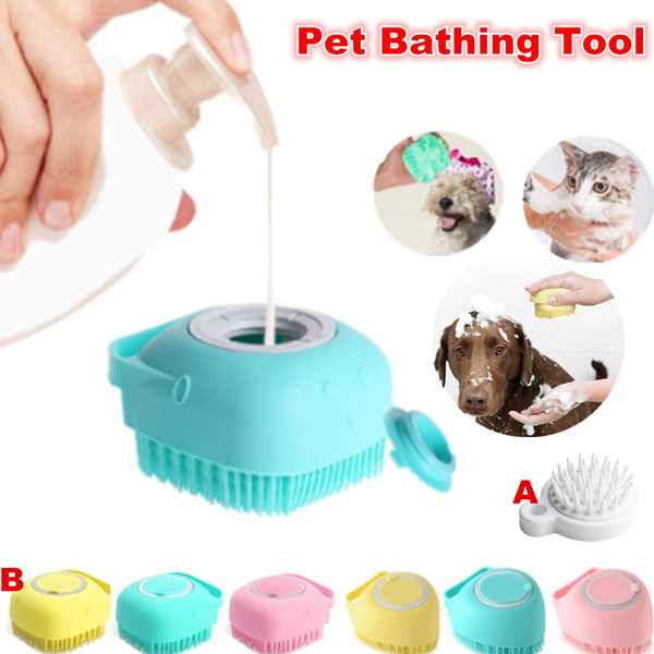 Dog Bath Brush Soft Silicone Pet Shampoo Massage Dispenser Grooming Shower  Brush For Bathroom Short Long