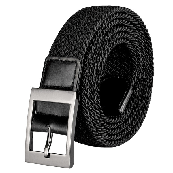 Mens Belt Plus Size 110cm To 190cm Lengthen Stretch Elastic Braided Woven Waist Belt Black Wish