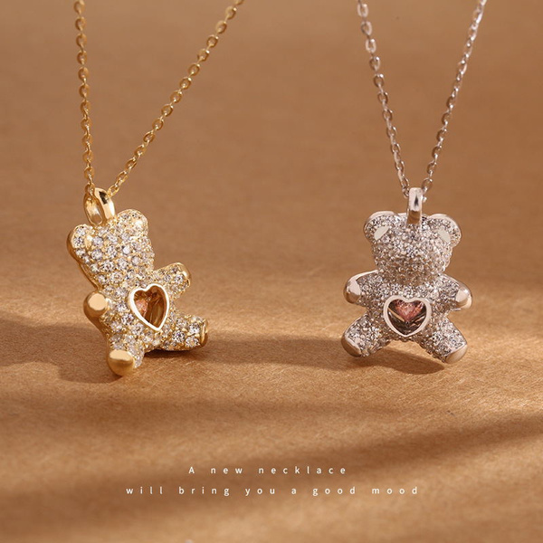 Fashion cute bear necklace exquisite craft jewelry love animal bear ...