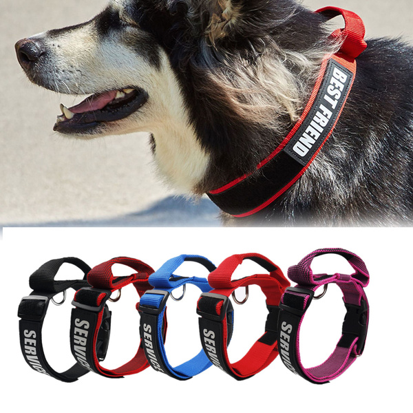 Service Dog Collar Adjustable Nylon Dog Collar with Reflective Service