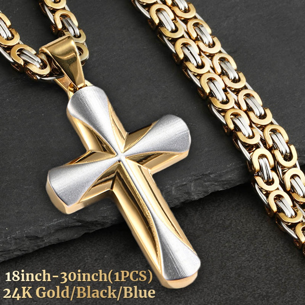 Classic Cross Pendant Necklace Fashion Men's Gold Cross Pendant