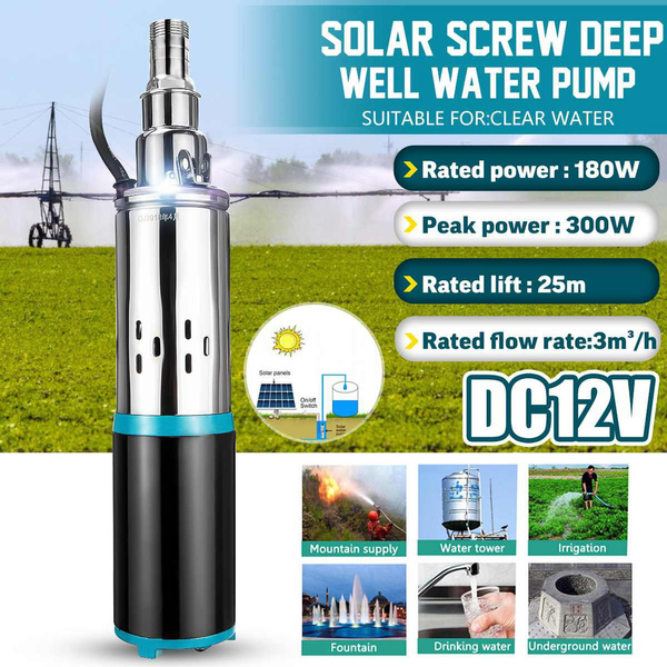 180W 12V/24V High Lift 25m Solar Water Pump Deep Well Pump DC Screw ...