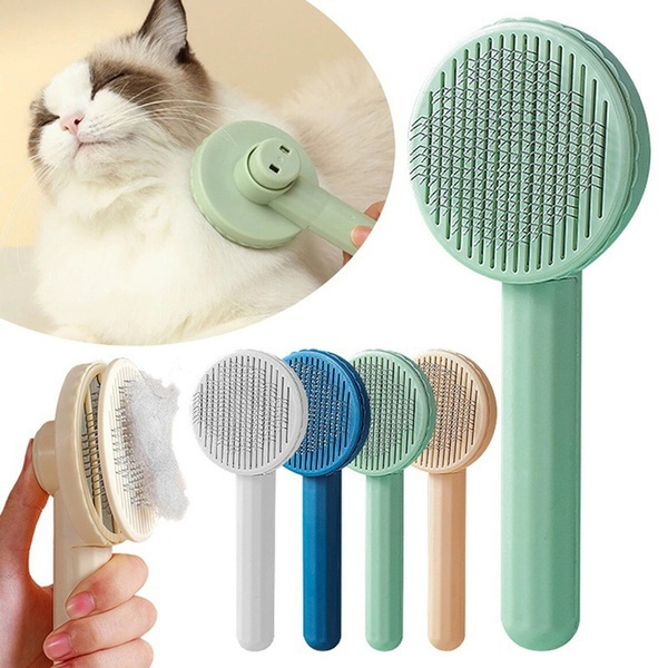 Pet Hair Removal Comb Cat Brush Self Cleaning Slicker Brush for Cats Dogs Hair Remover Scraper Pet Grooming Tool Cat Accessories