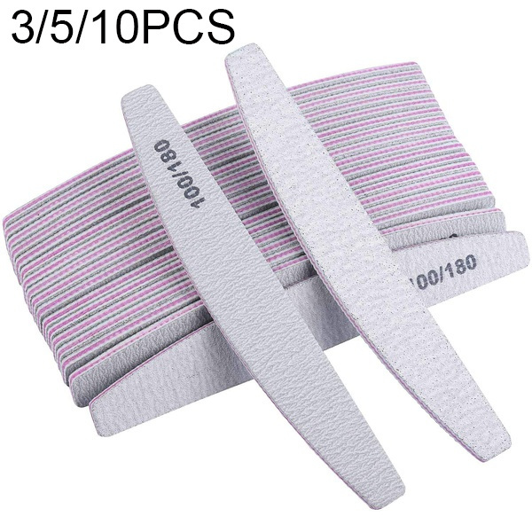 100/180 Grits Nail File Sandpaper Sanding File Double Side of Polishing  Files for Manicure Buffers Half Moon Lime Nail Tools