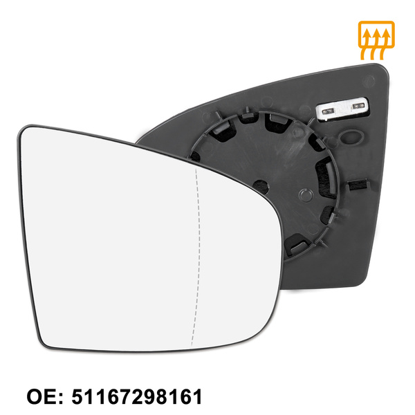 Car Rear View Mirror Glass Replacement with Backing Plate Heated Right