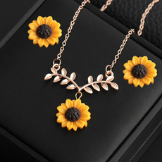 Fashion, Jewelry, Sunflowers, Simple