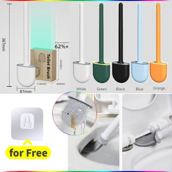 Toilet Brush With Holder Set Silicone Toilet Cleaner Brush Wall Mounted