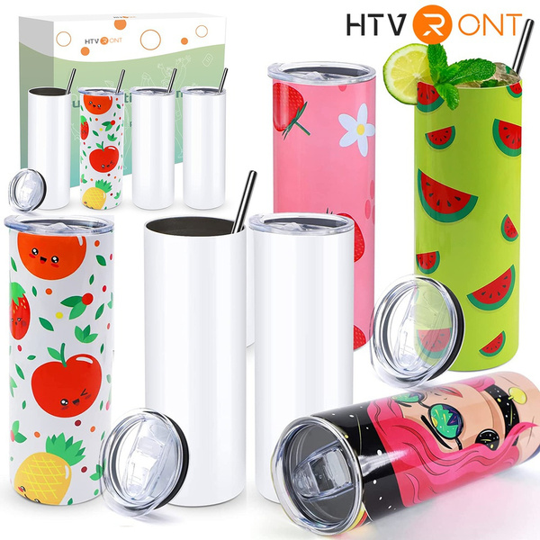 HTVRONT Sublimation Tumblers 20 OZ Skinny - 8 Pack Sublimation Tumbler  Skinny Straight - Sublimation Tumbler Blank with Sublimation Paper  Sublimation Shrink Wrap Straw and Box