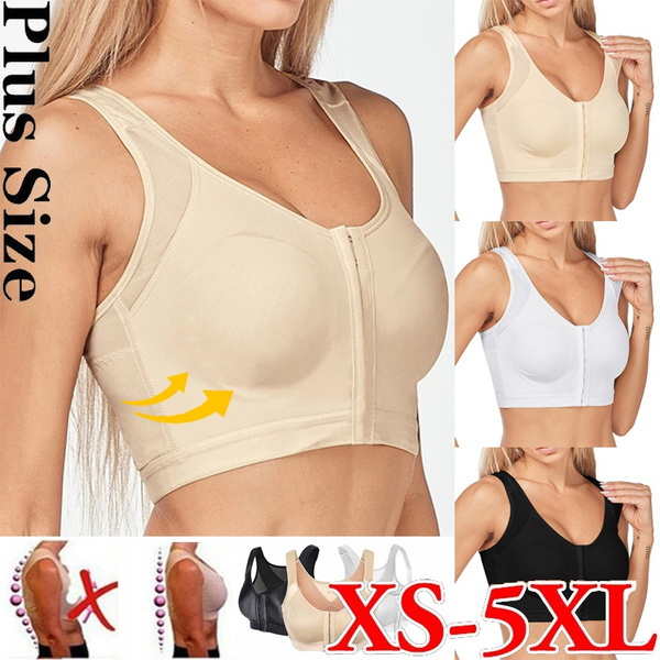 XS-5XL Women's Plus Size Bra Front Opening and Closing Gathering Bra  Posture Correction Vest Cross Back Breathable Shockproof Women's Underwear