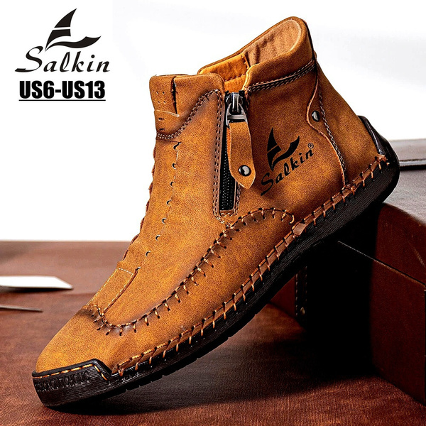 Salkin Men's Fashion Vintage Hand Stitching Soft Business Casual Ankle ...