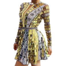 DIAMOND, gold, Long Sleeve, Dress