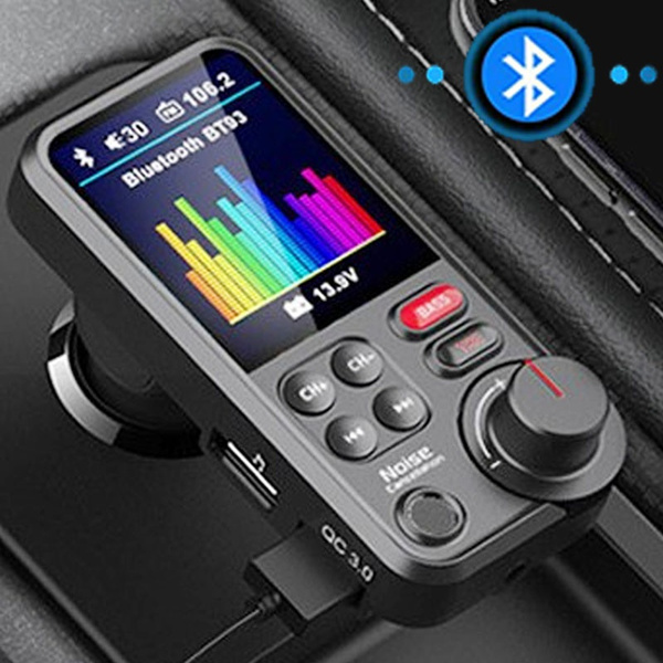 Bluetooth FM Transmitter, 1.8 Inch Display QC3.0 Fast Charger Adapter