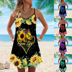 Sleeveless dress, dressesforwomen, Sunflowers, women dresses