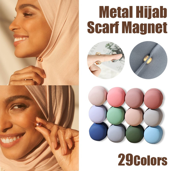 2pcs Women No Hole Pin Brooch Magnet Hijab Clip Muslim Scarf Shawl