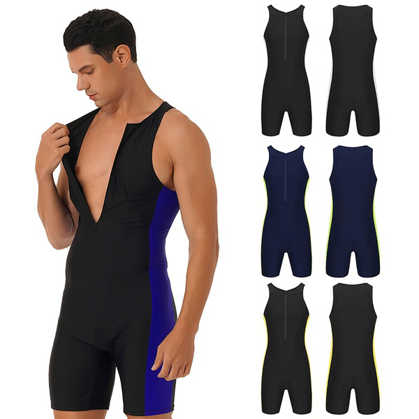 Men's Stretch Spandex Leotard Sleeveless Wrestling Singlets Swimsuit