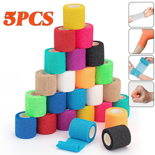5PCS Self Adhesive Bandage First Aid Tape Elastic Self Adhesive Tape Breathable Cohesive