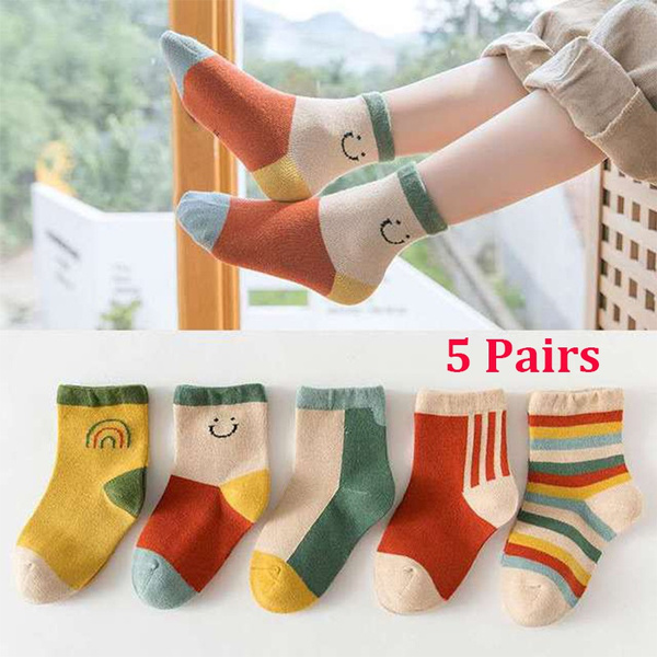 Baby Socks Kid Socks Cotton Multi Colored Striped Socks Long