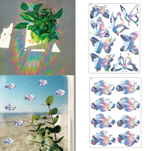Cloud / Butterfly Prism Leaf Electrostatic Glass Paste PVC Without Glue