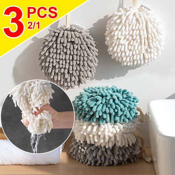 Chenille Hand Towels Kitchen Bathroom Hand Towel Ball With Hanging